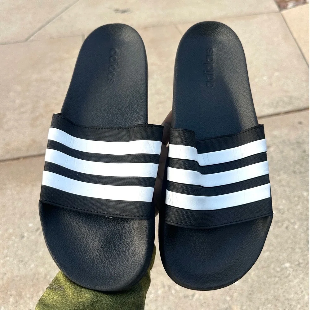 Adidas Adilette Shower Slide Sandals Men's Size 14 Black White‎